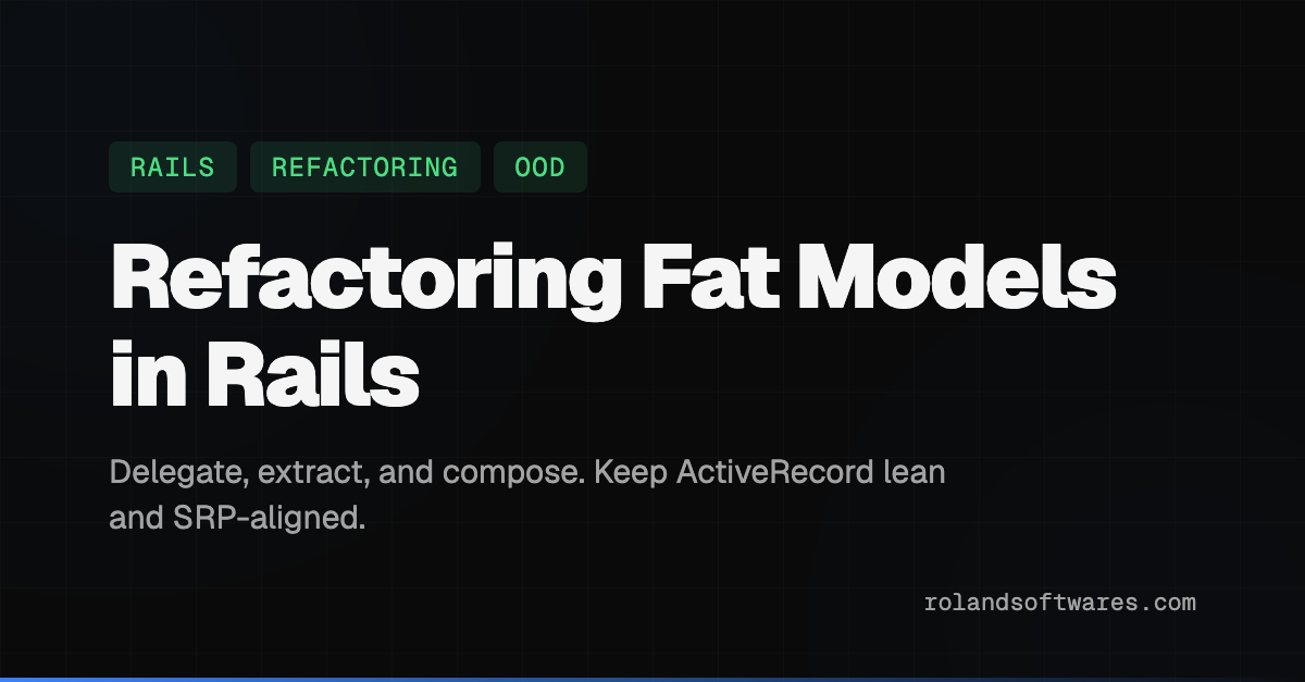 Refactoring Fat Models in Rails: Delegate, Extract, and Compose